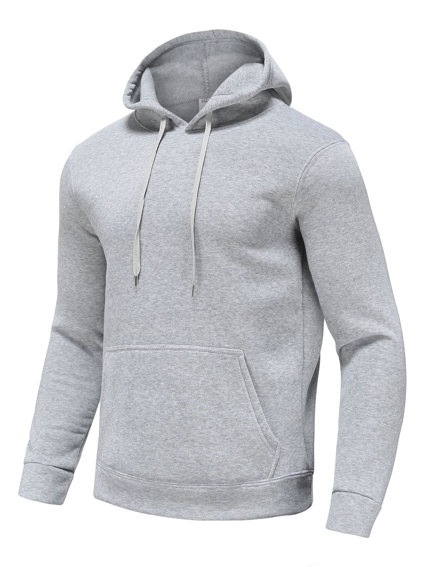 Mens Cozy Thermal Hoodie with Rich Solid Color - Pouch Pocket & Adjustable Drawstring Hood - Perfect for Casual Wear