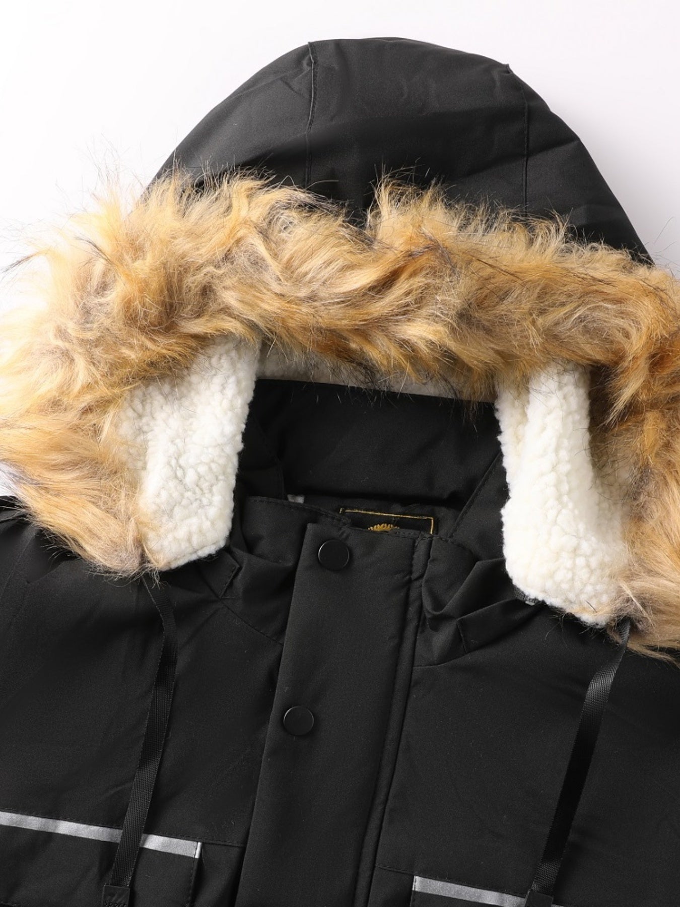 New Fall/Winter, Men's Flap Pocket Padded Jacket, With Faux Fur Hoodie Coat