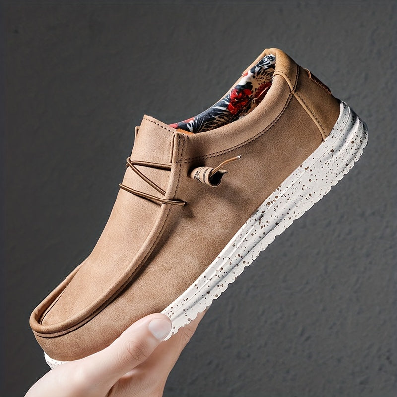 Men's All-Season Slip-On Loafers | Non-Slip, Lightweight PU Sneakers with Breathable Fabric, Minimalist Square Toe Design