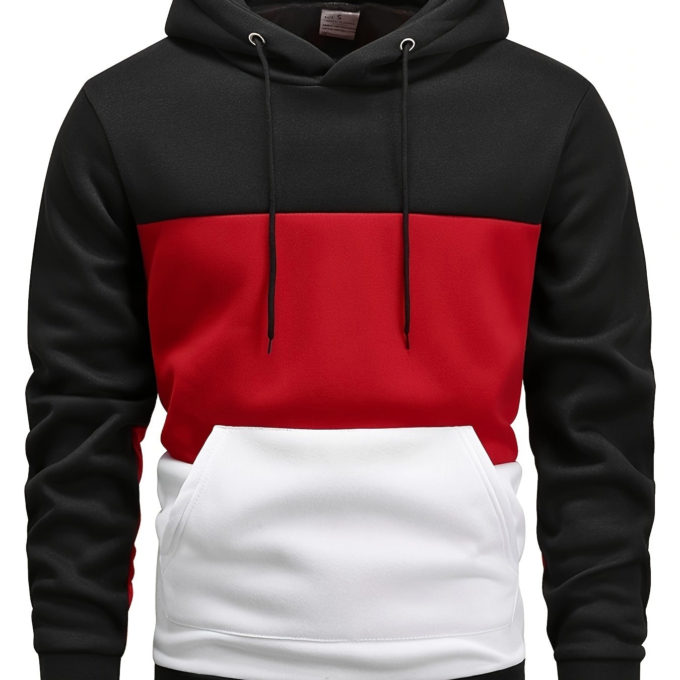 FORUWISH  -  Stylish Men's Color Block Pullover Hoodie with Graphic Design - Kangaroo Pocket Streetwear Perfect for Winter and Fall, Great Gift Idea