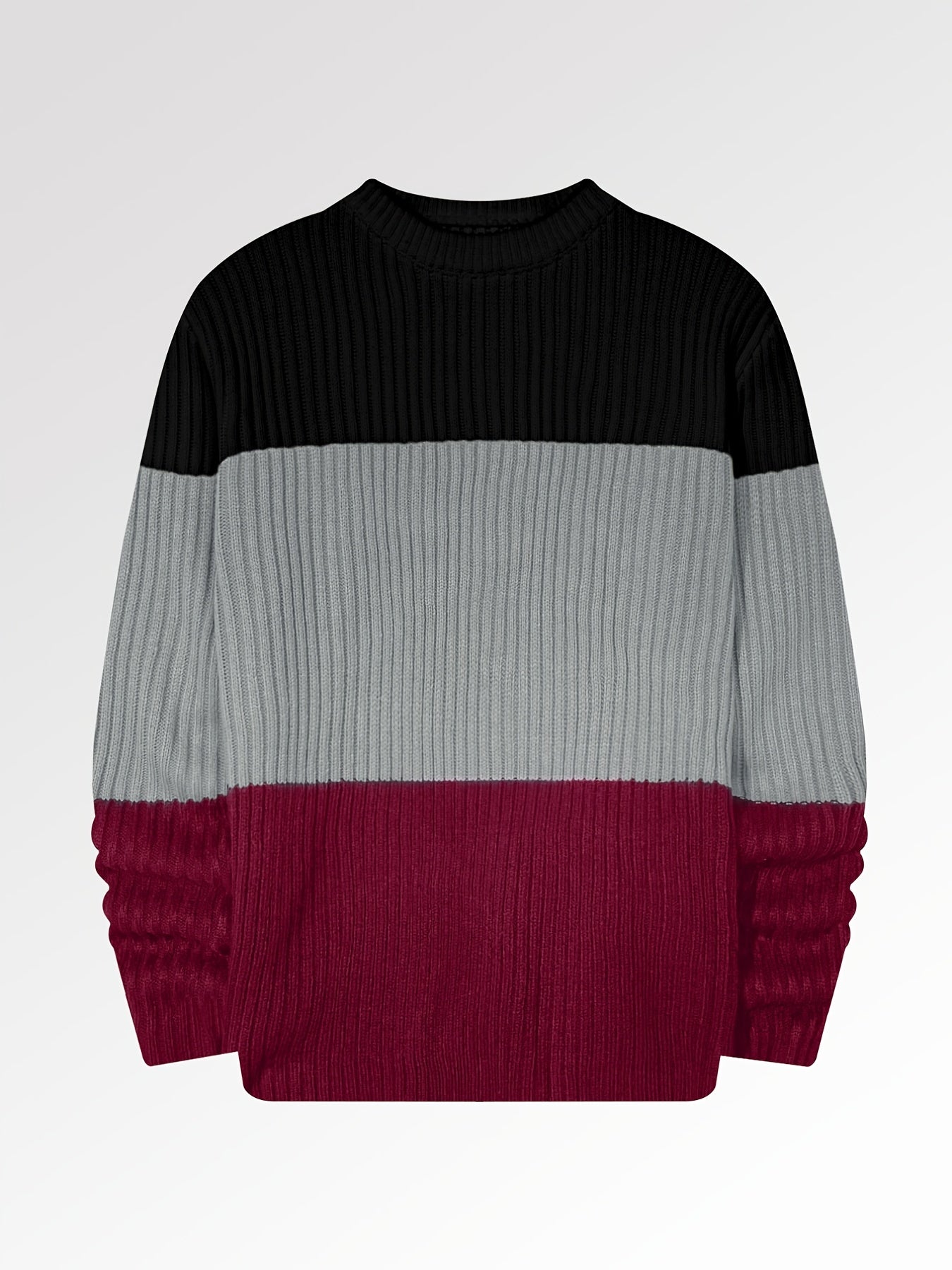 Men's Color Block Crew Neck Pullovers Knit Sweater Top