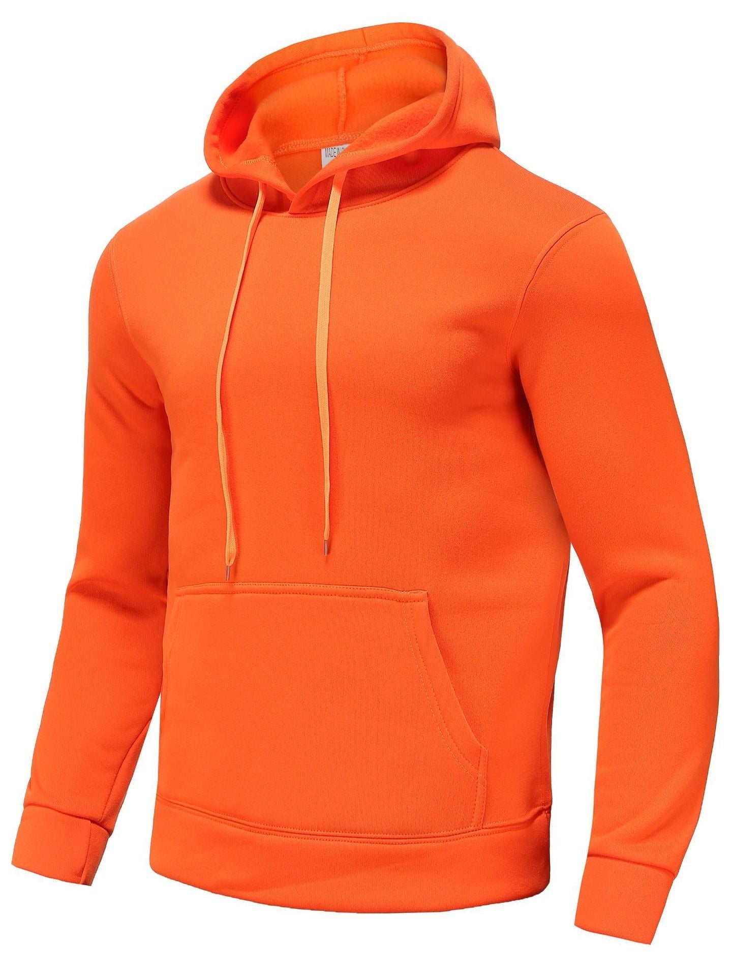 Mens Cozy Thermal Hoodie with Rich Solid Color - Pouch Pocket & Adjustable Drawstring Hood - Perfect for Casual Wear