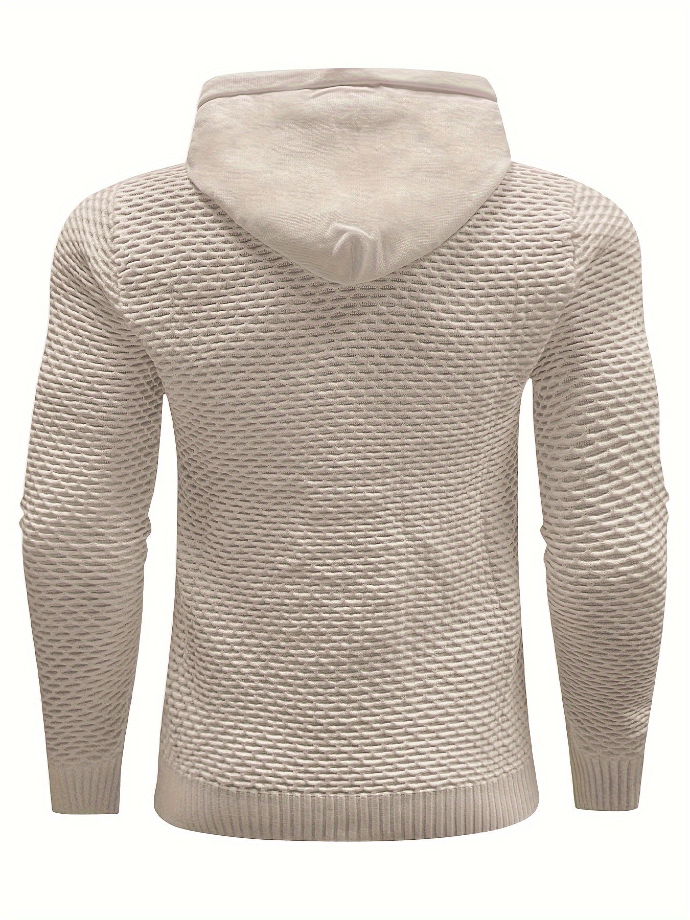 Men's Solid Waffle Hooded Sweatshirt For Spring Fall