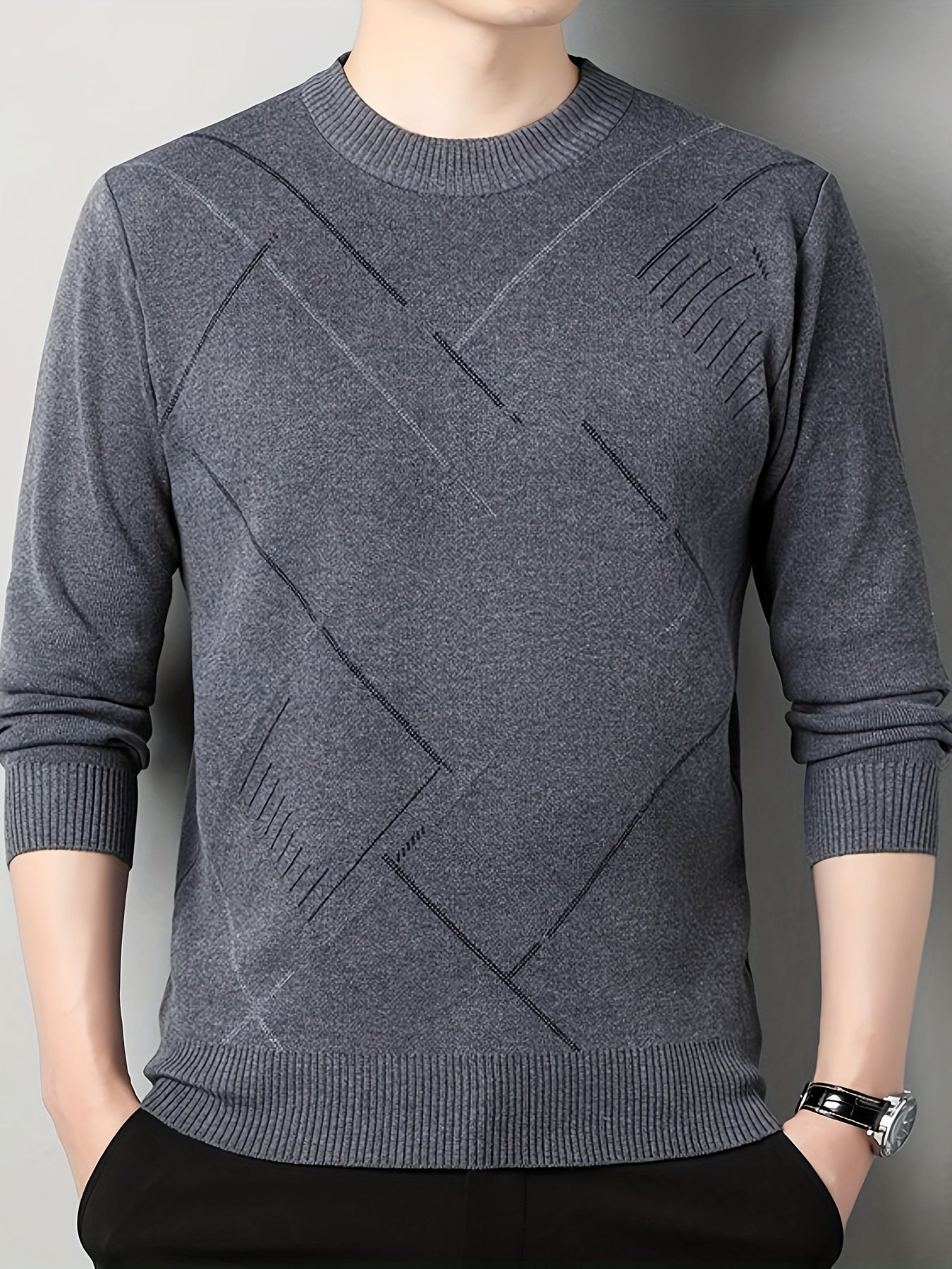 Men's Stylish Loose Solid Knitted Sweater, Casual Slightly Stretch Breathable Long Sleeve Turtle Neck Top For City Walk Street Hanging Outdoor Activities