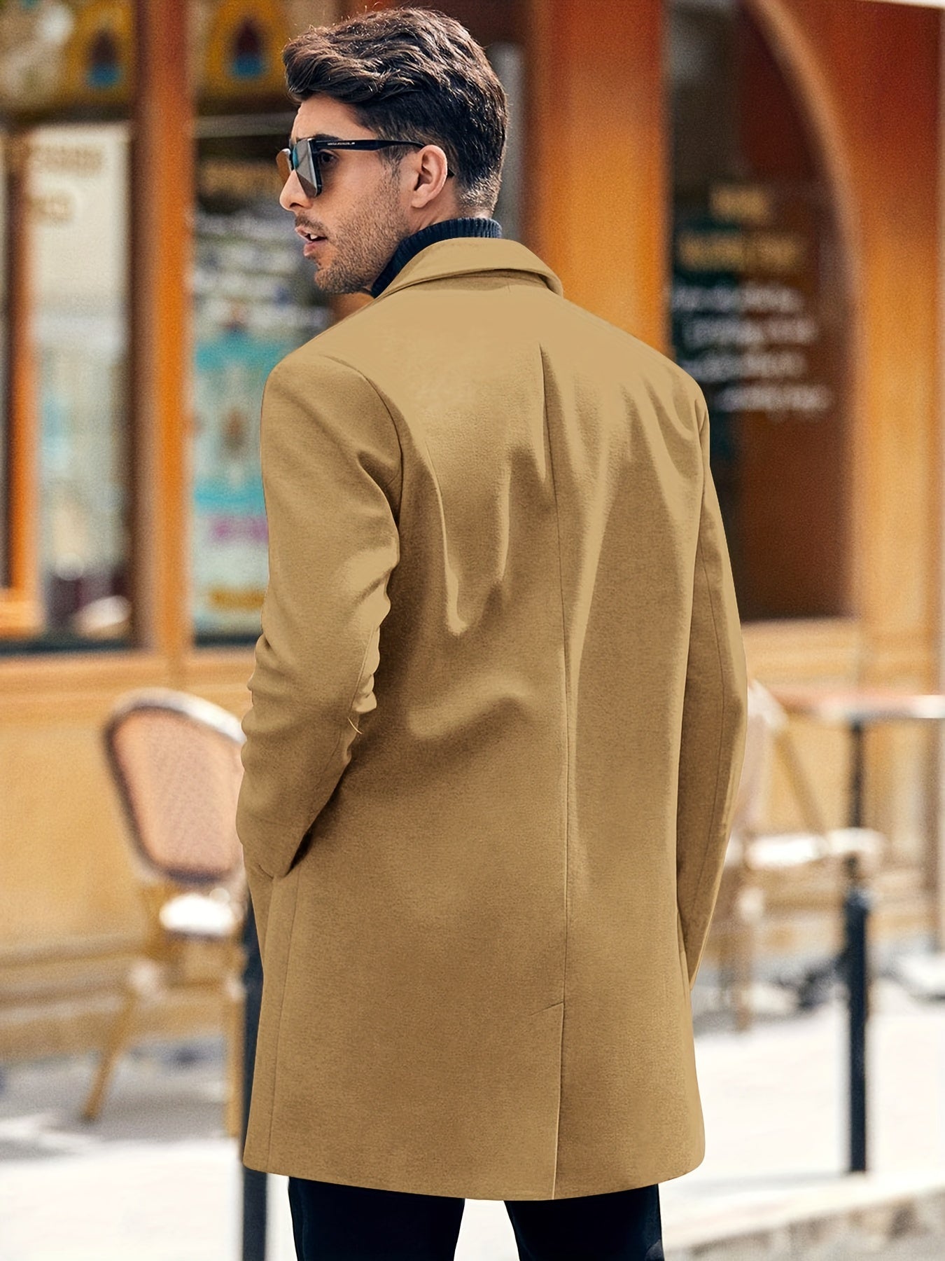 Men's Retro Trench Coat, Semi-formal Warm Single Breasted Overcoat For Fall Winter Business