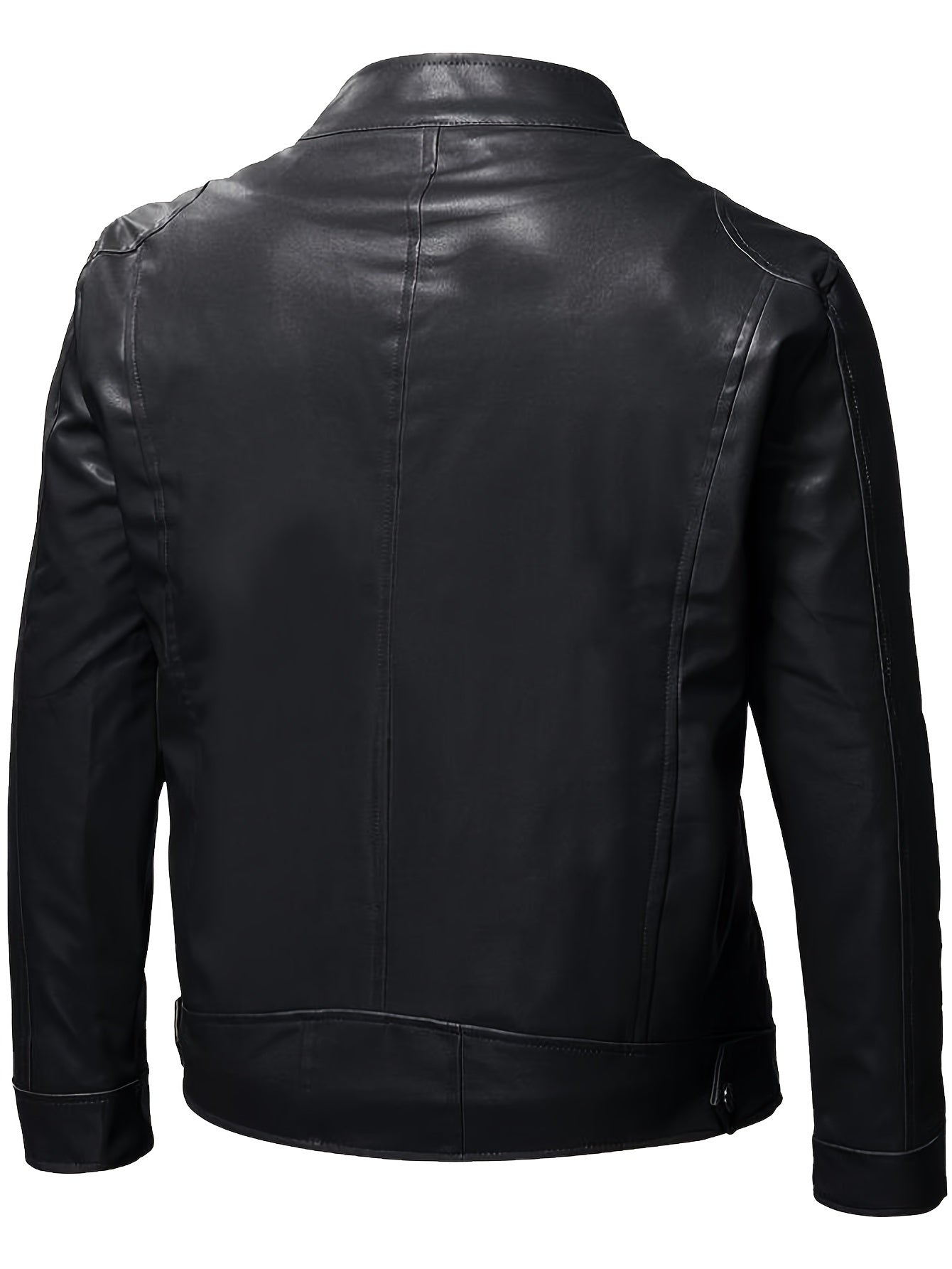 Men's PU Leather Biker Jacket For Spring Fall