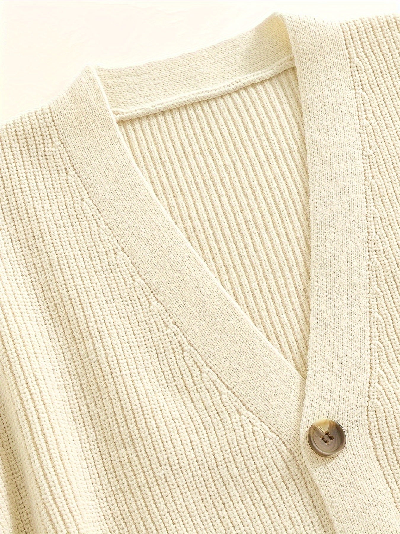 Men's Casual V-Neck Button-Up Sweater - Cozy Knit Cardigan for Fall/Winter, Solid Color, Machine Washable