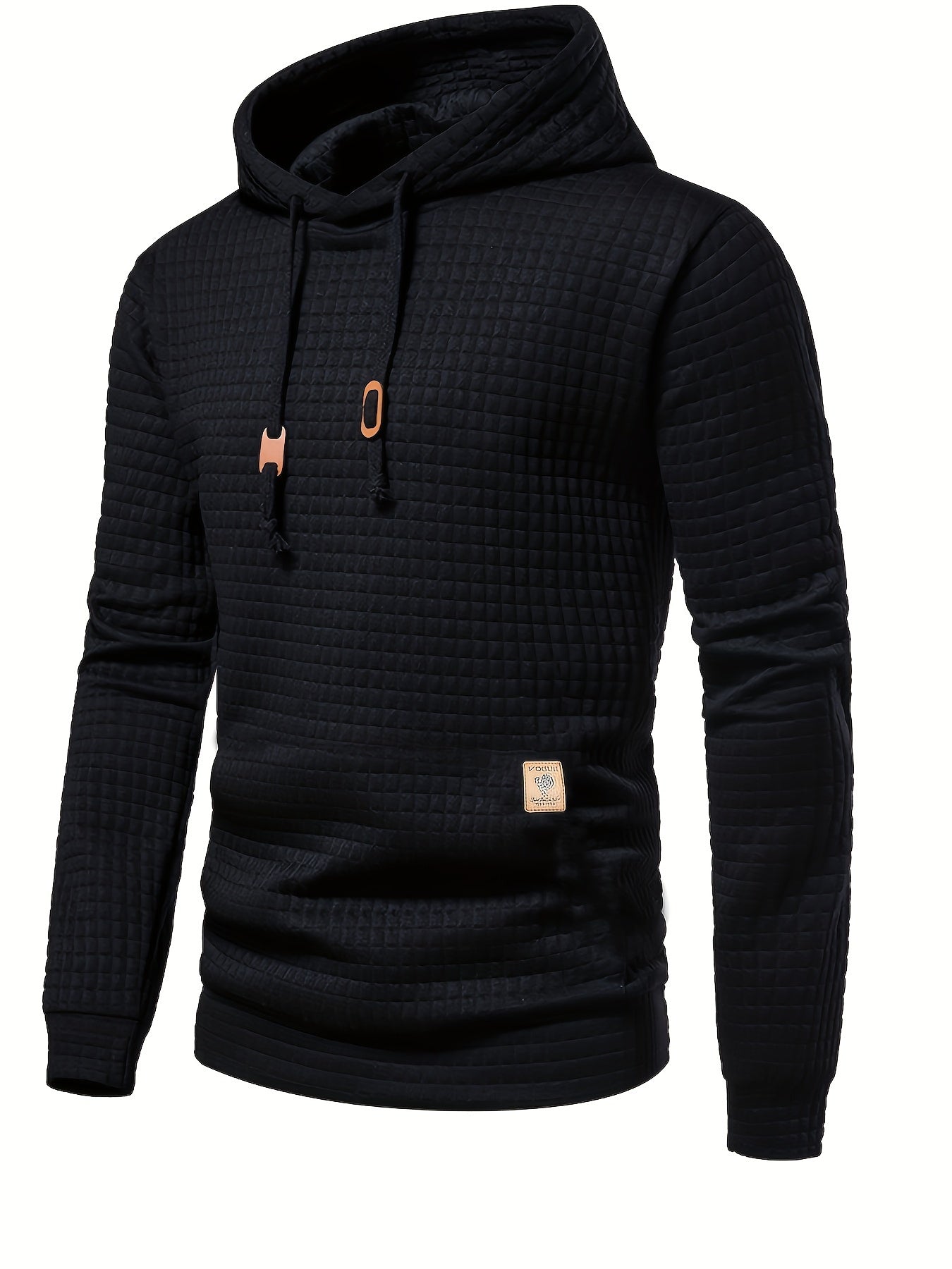 Mens Waffle Pattern Hoodie - Cool & Cozy Streetwear - Premium Comfort for Winter & Fall, Solid Colors Pullover Sweatshirt - Perfect Gift Idea