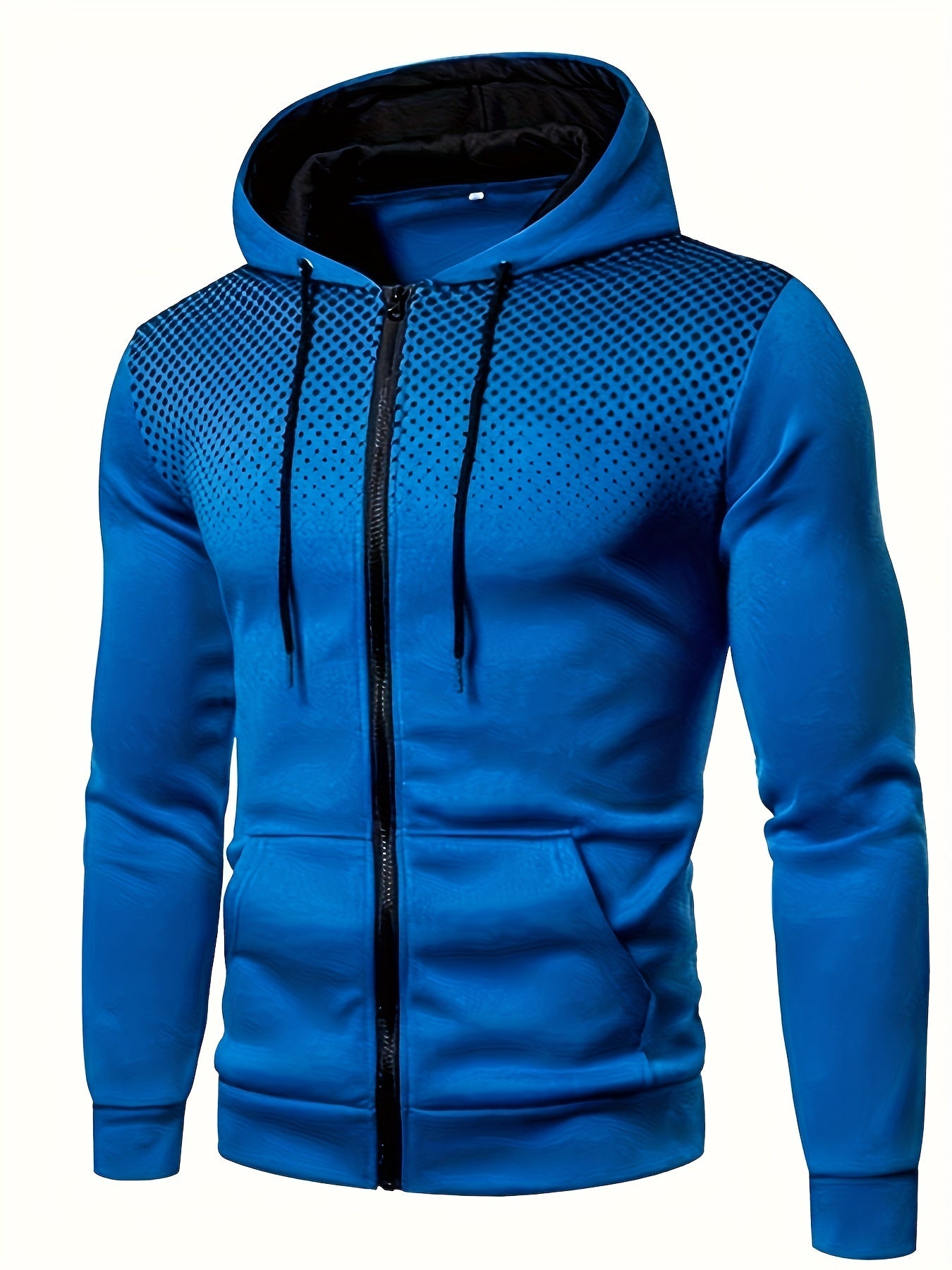 Men's Casual Long Sleeve Dot Print Hooded Jacket with Zipper for Gym Sports - Spring Fall Hoodie Coat