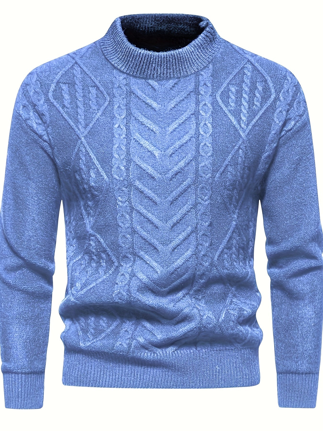 Men's Stylish Solid Knitted Pullover, Casual Mid Stretch Breathable Long Sleeve Crew Neck Top For City Walk Street Hanging Outdoor Activities