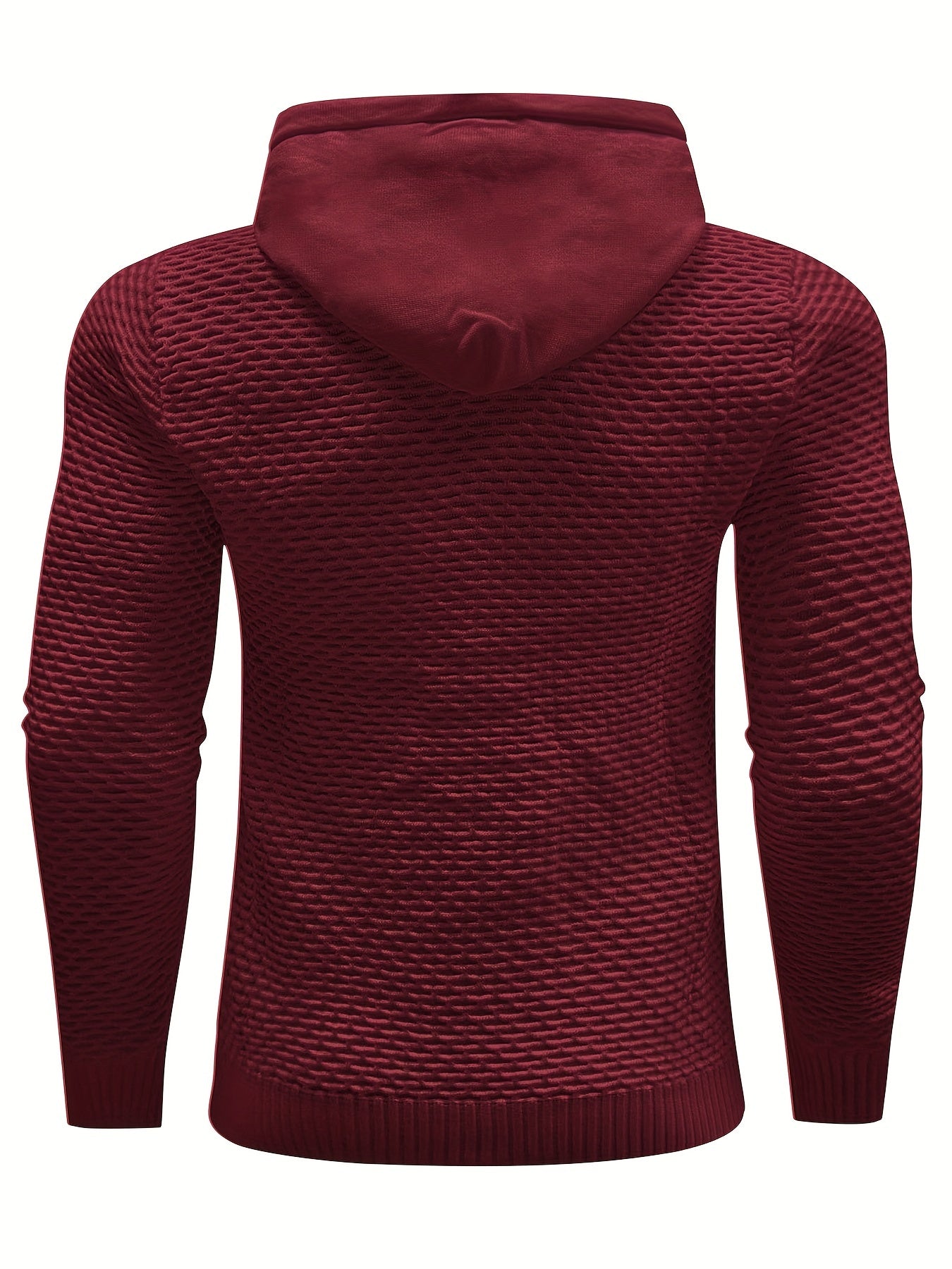 Men's Solid Waffle Hooded Sweatshirt For Spring Fall