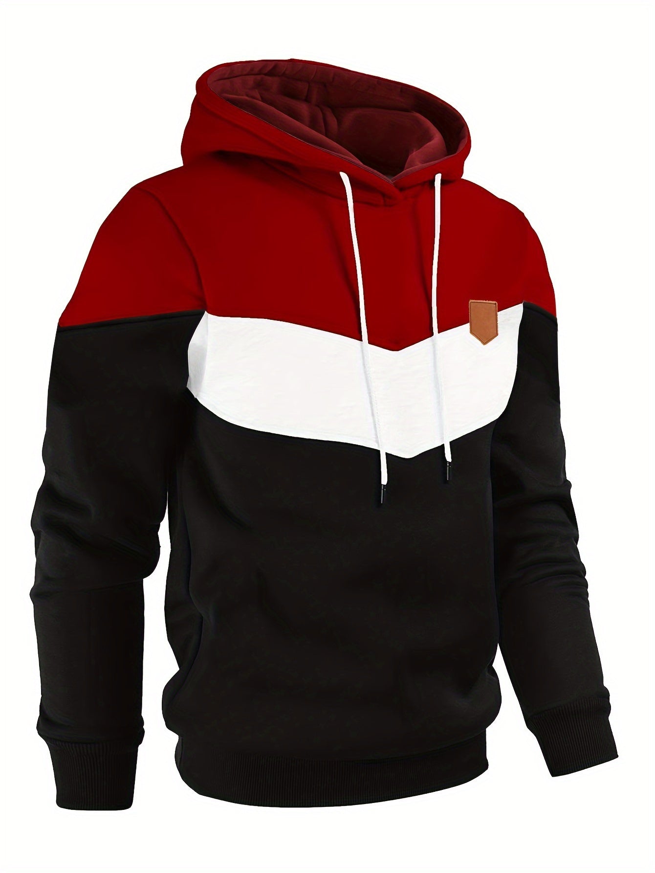 Men's Classic Color Block Hoodie - Durable Knit Pullover, Casual Fit With Kangaroo Pocket for Winter