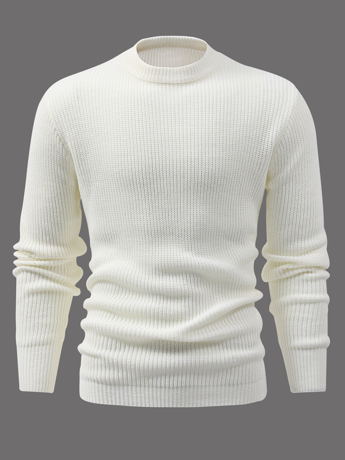 Comfortable Mens Knitted Pullover Sweater - Stylish & Warm with Mid Stretch Round Neck - All-Match Fall Winter Essential for Cool Days