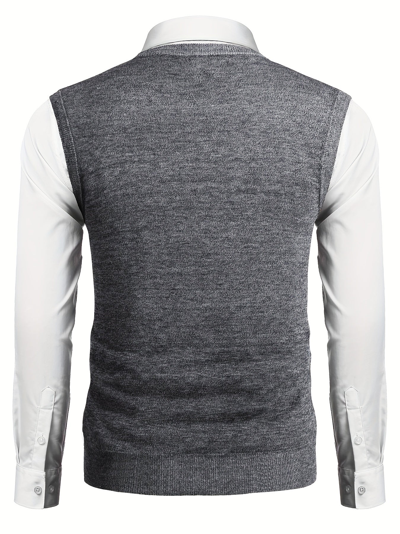 Men's V-neck Solid Casual Cotton Sleeveless Knitted Sweater Vest, Men's Clothing For Autumn Winter