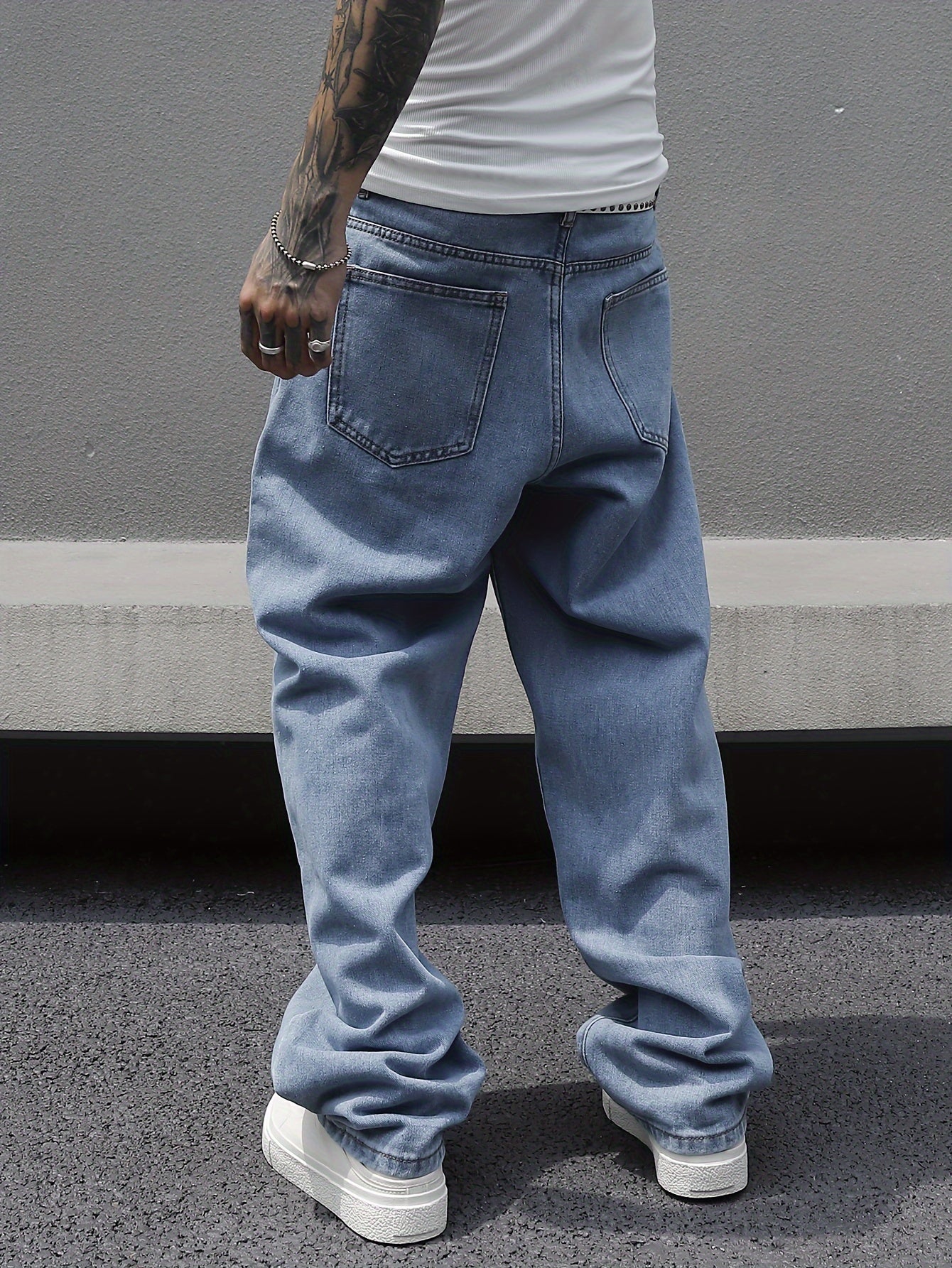 Men's Loose Fit Wide Leg Jeans, Men's Stylish Comfy Denim Pants, Versatile For All Seasons