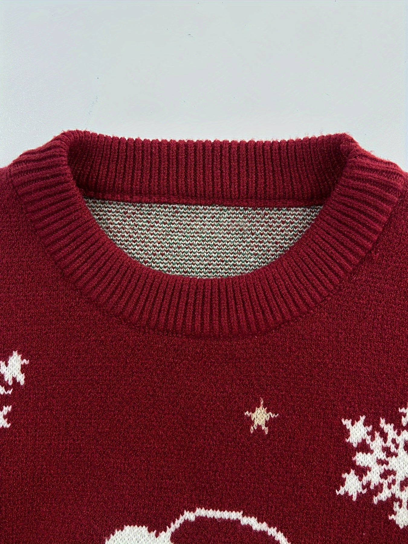 Cozy Men's Loose Fit Snowflake Graphic Print Knitted Crew Neck Long Sleeve Sweater for Fall Winter