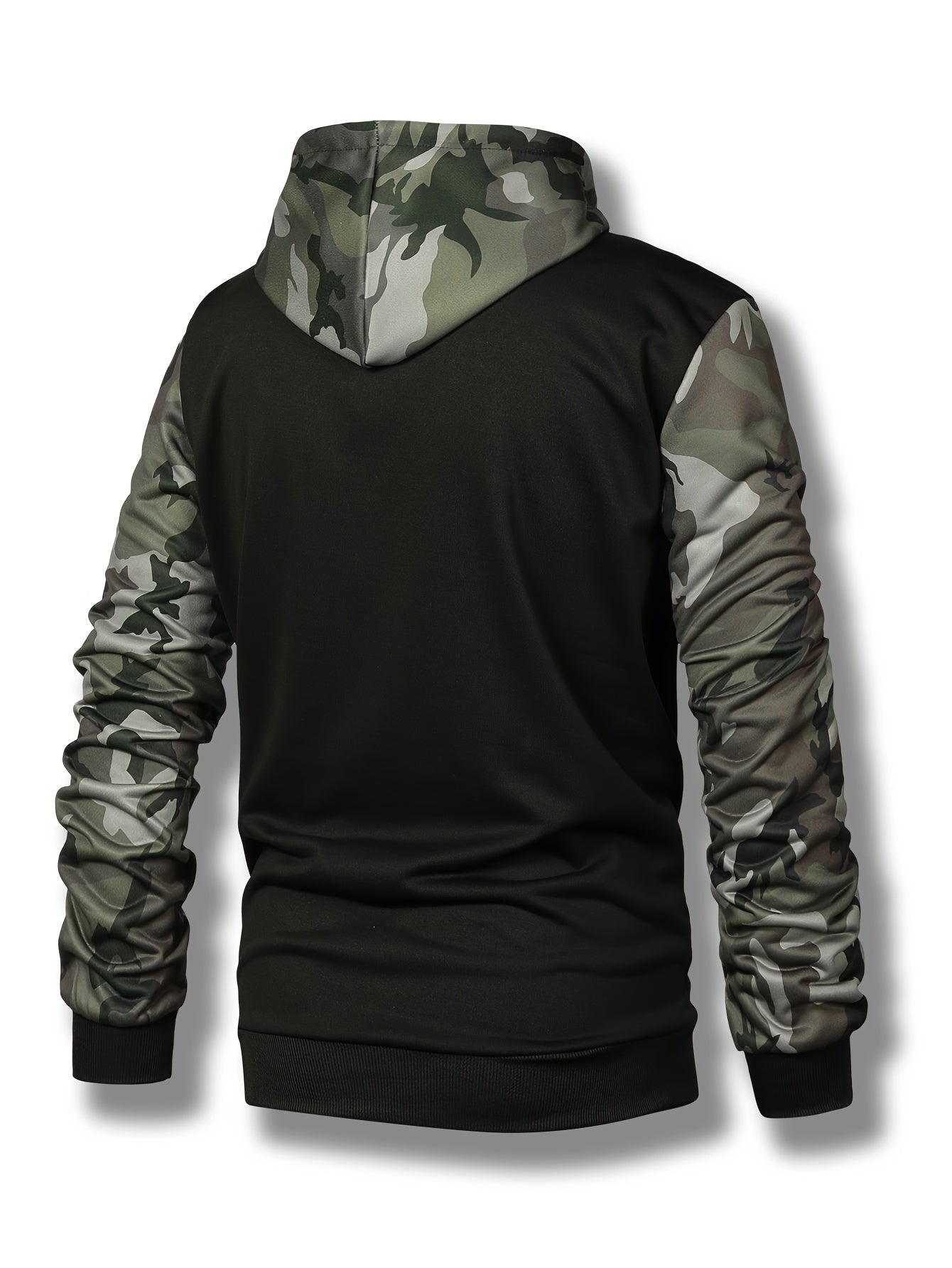 Fashionable Camouflage Hoodie - Bold Color Block Design with Eye-Catching Graphic - Mens Warm Hooded Sweatshirt for Street Style - Practical Kangaroo Pocket - Perfect All-Season Casual Wear & Unforgettable Gift Idea for Winte