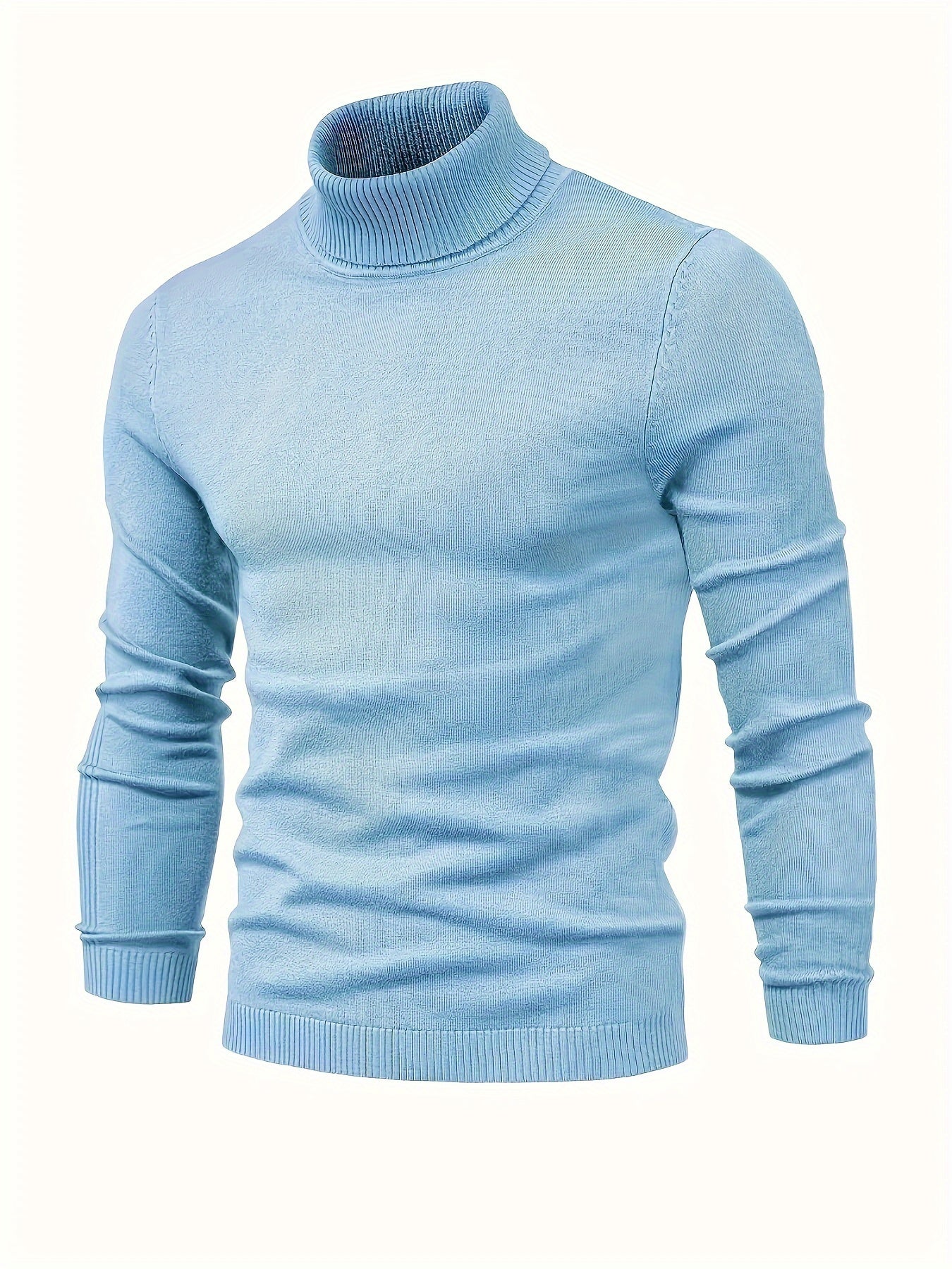 All Match Knitted Sweater, Men's Casual Warm Slightly Stretch Lapel Neck Pullover Sweater For Men Fall Winter