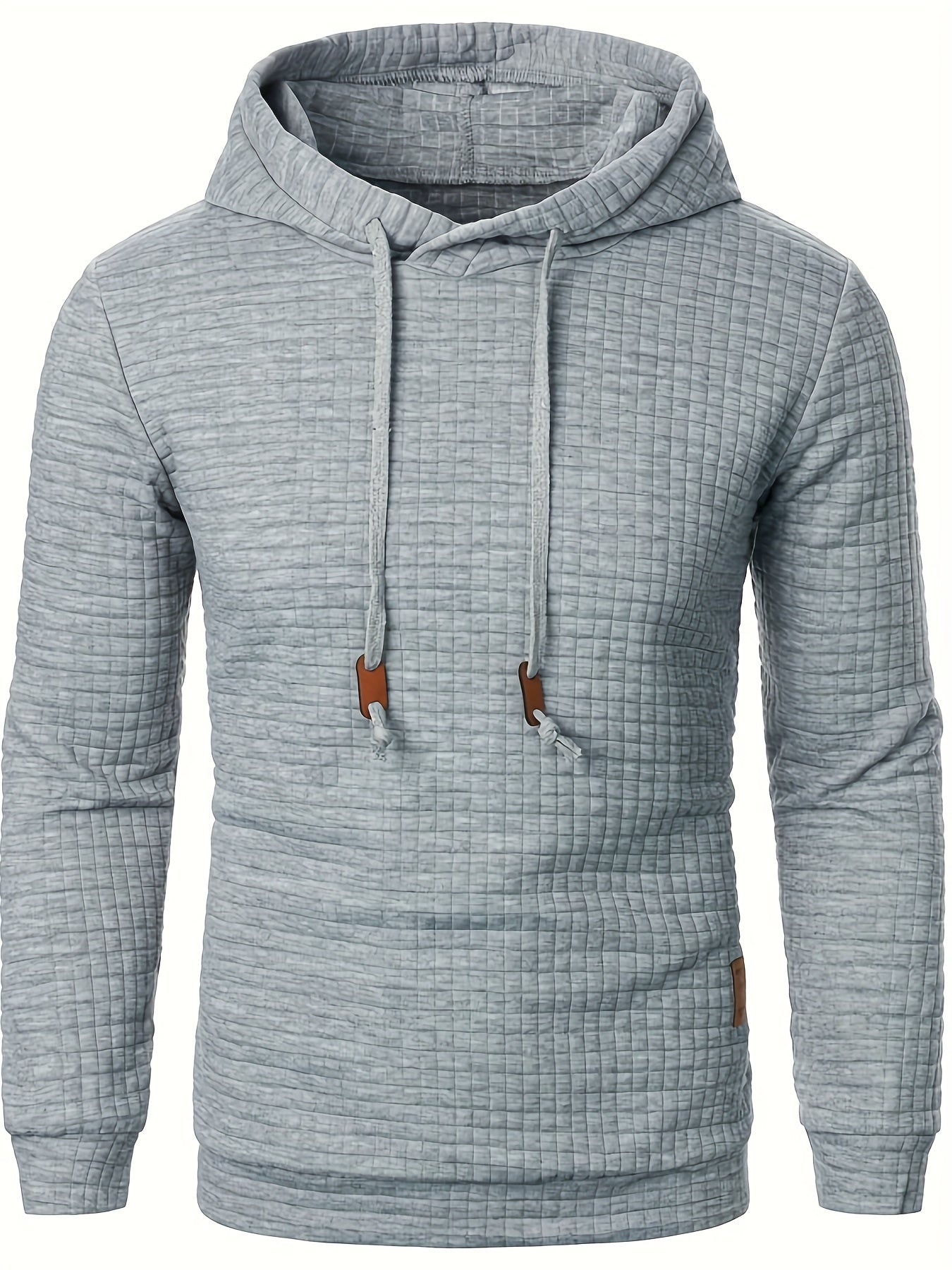 Cozy Mens Waffle Hoodie - Stylish Autumn/Winter Sweatshirt with Long Sleeves and Adjustable Drawstring for Comfortable Sports Wear