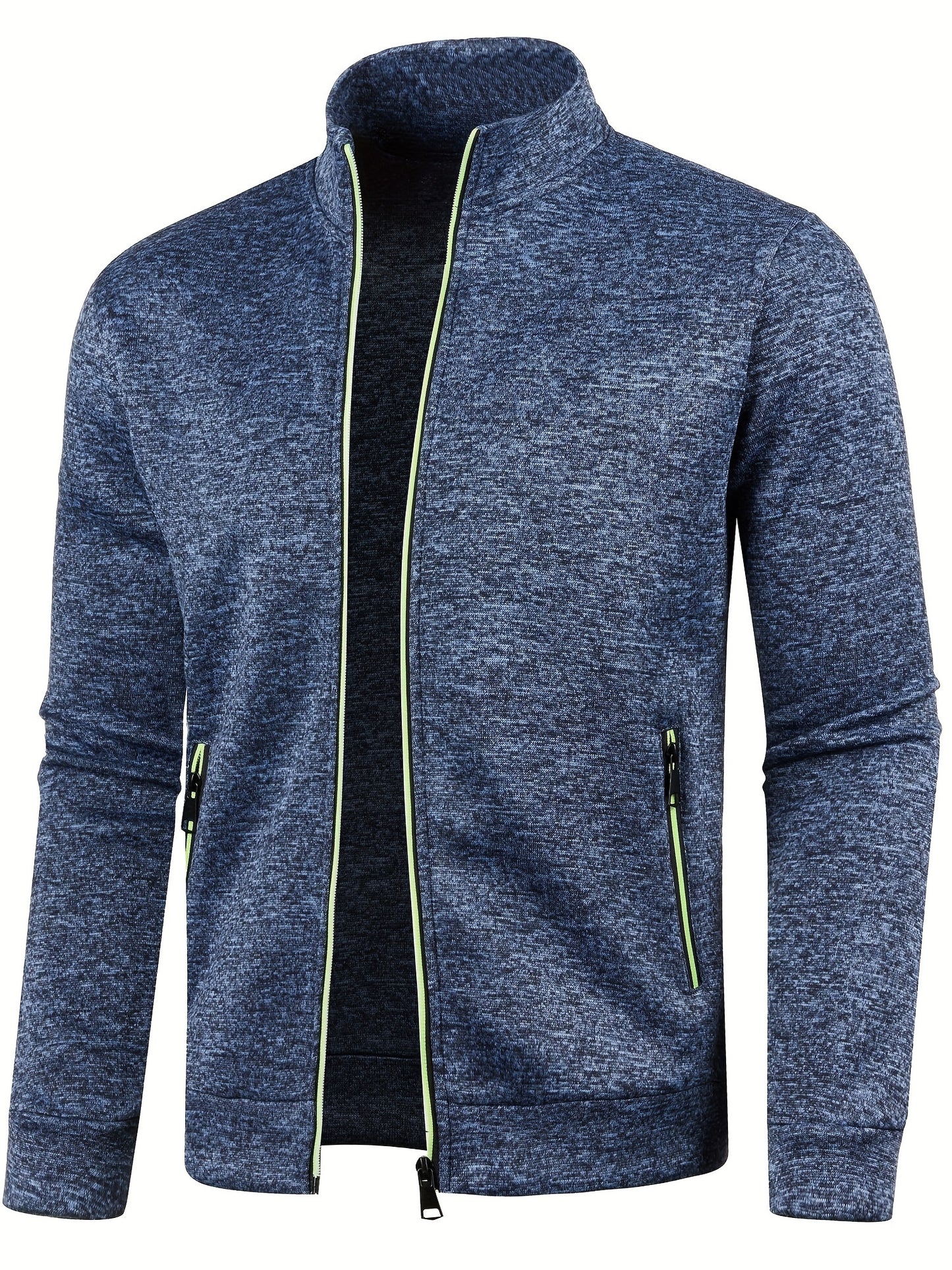 Elegant Mid Stretch Cardigan, Men's Casual Full Zip Up Cardigan Sweater Coat For Fall Winter