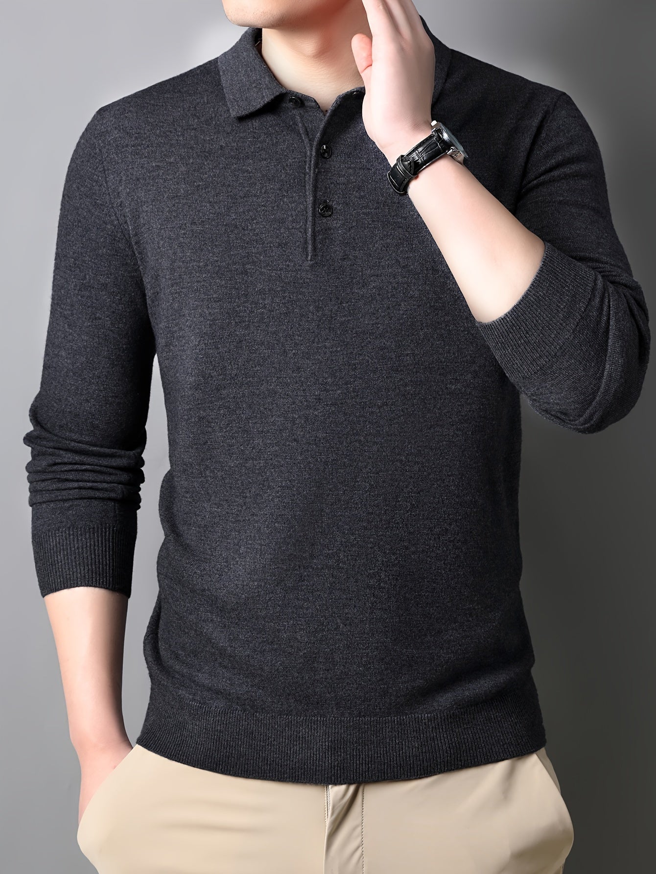 Mens Classic Knit Crew Neck Sweater - Soft, Breathable, Versatile Long Sleeve Pullover Top for Spring and Fall - Perfect for Casual Daily Wear, Outdoor Activities, and Layering