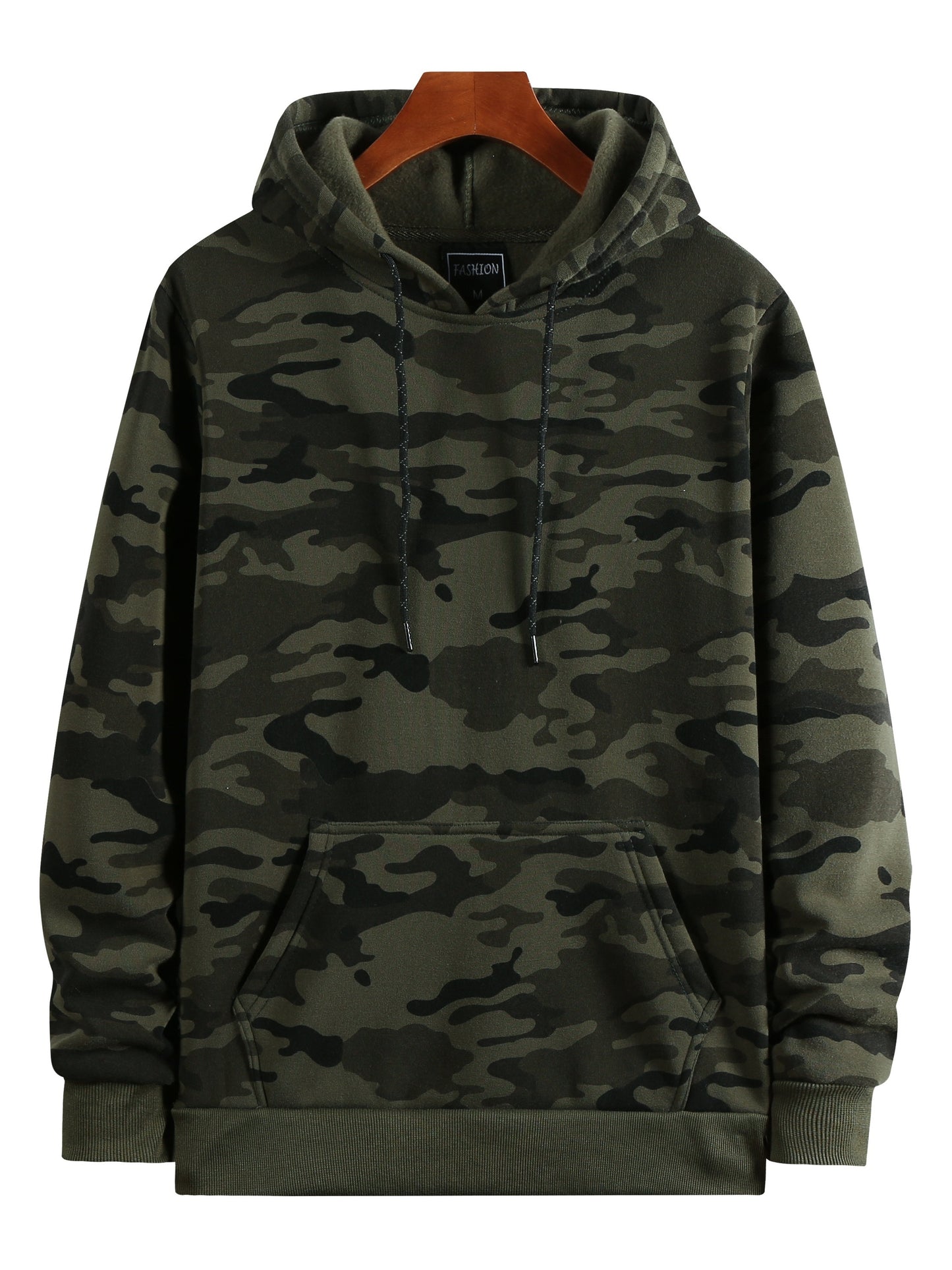 Mens Camo Thermal Hoodie - Loose Fit Pullover Sweatshirt with Fleece Lining - Stylish Winter Warmth for Outdoor Adventures