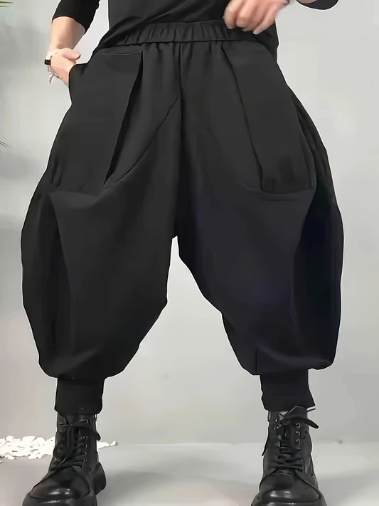 Men's Casual Tapered Baggy Pants, Chic Street Style Harem Pants