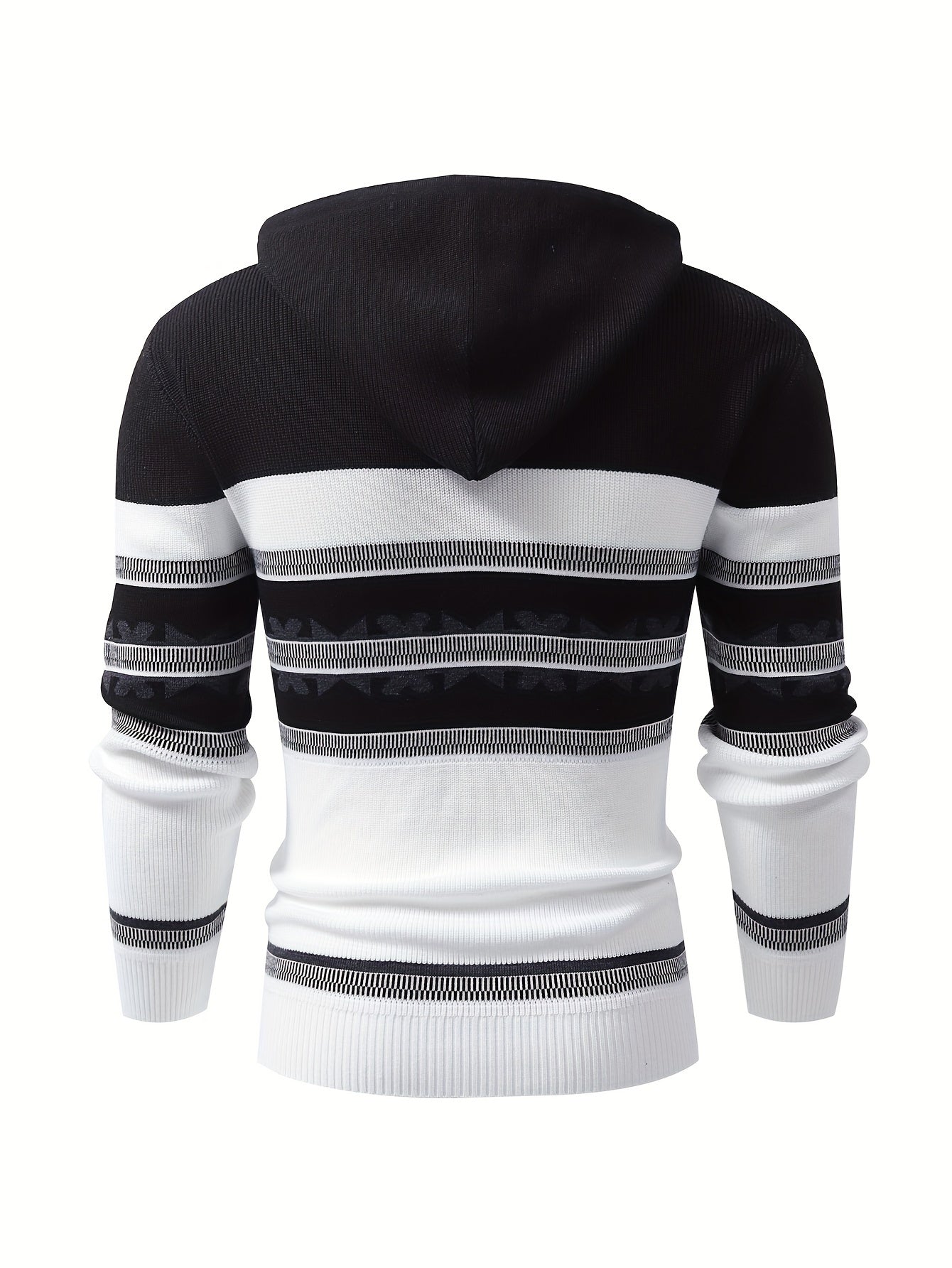 Mens Classic Retro Striped Knit Hoodie Sweater - Comfortable & Stylish Pullover for Winter & Fall - Warm Streetwear, Perfect Unisex Gift for All Seasons