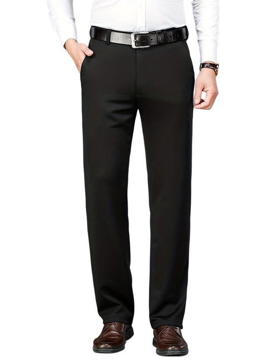 Elite Stretch Dress Pants - Classic Fit, Solid Colors, Slightly Stretchy, Breathable, Comfortable, Business Casual, Old Money Style, Perfect for Spring and Summer - Men's Formal Wear