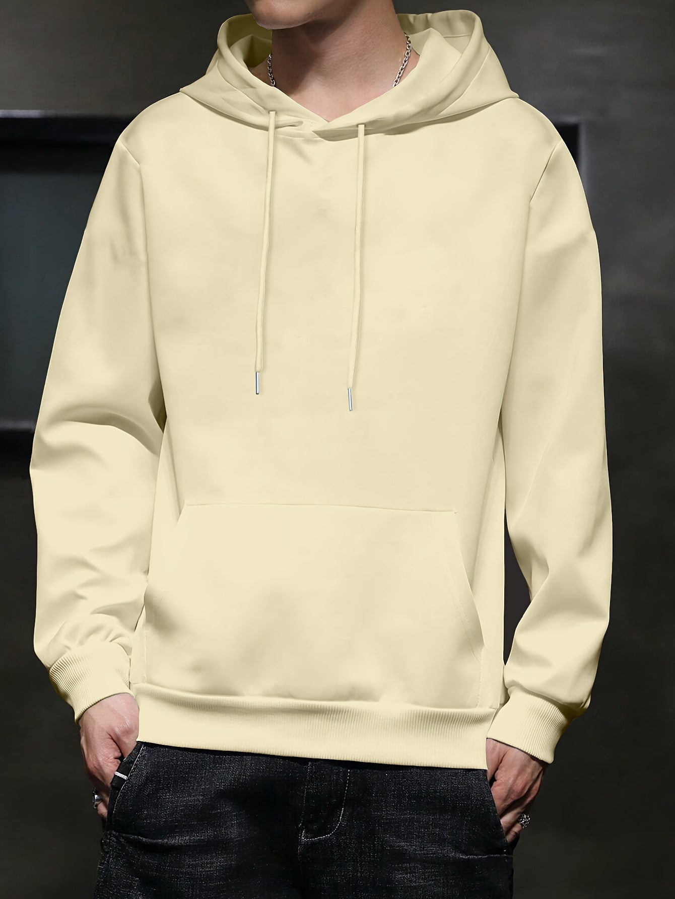 1 Piece Men's Casual Solid Basic Hooded Sweatshirt Streetwear For Winter Fall, As Gifts