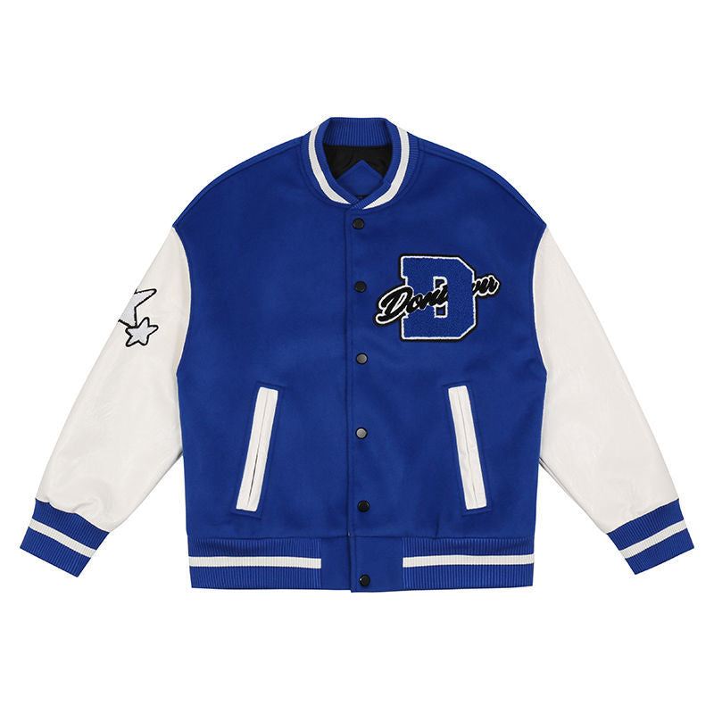 American letter towel embroidered jacket coat men's Y2K street hip-hop retro baseball uniform couple casual all-match jacket top