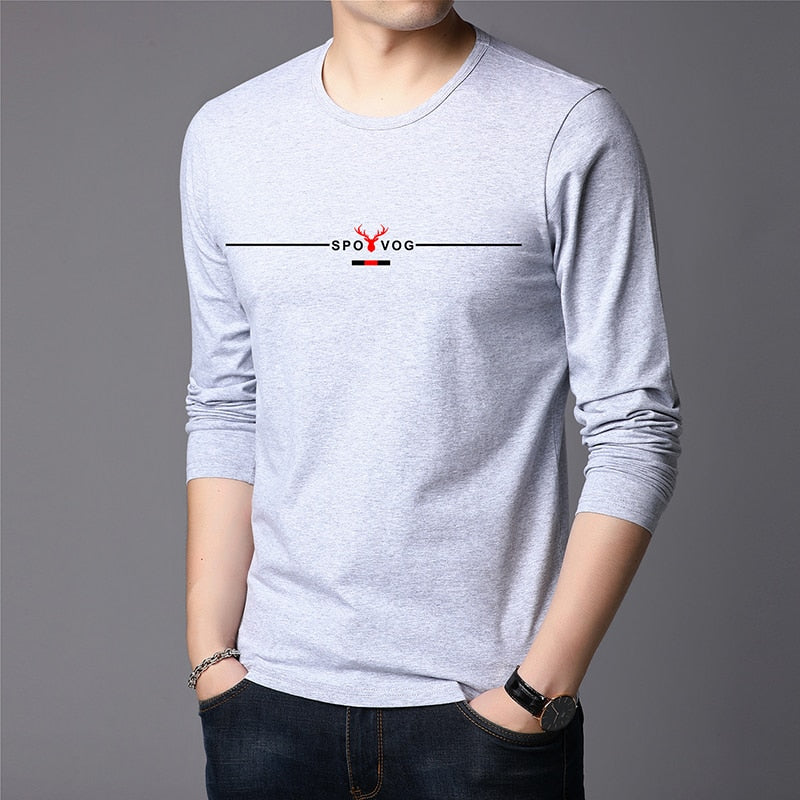 2023 New Fashion Brand Tshirt Mens High Quality Cotton Tops  Street Style Trends Long Sleeve T-Shirt Korean Men Clothing