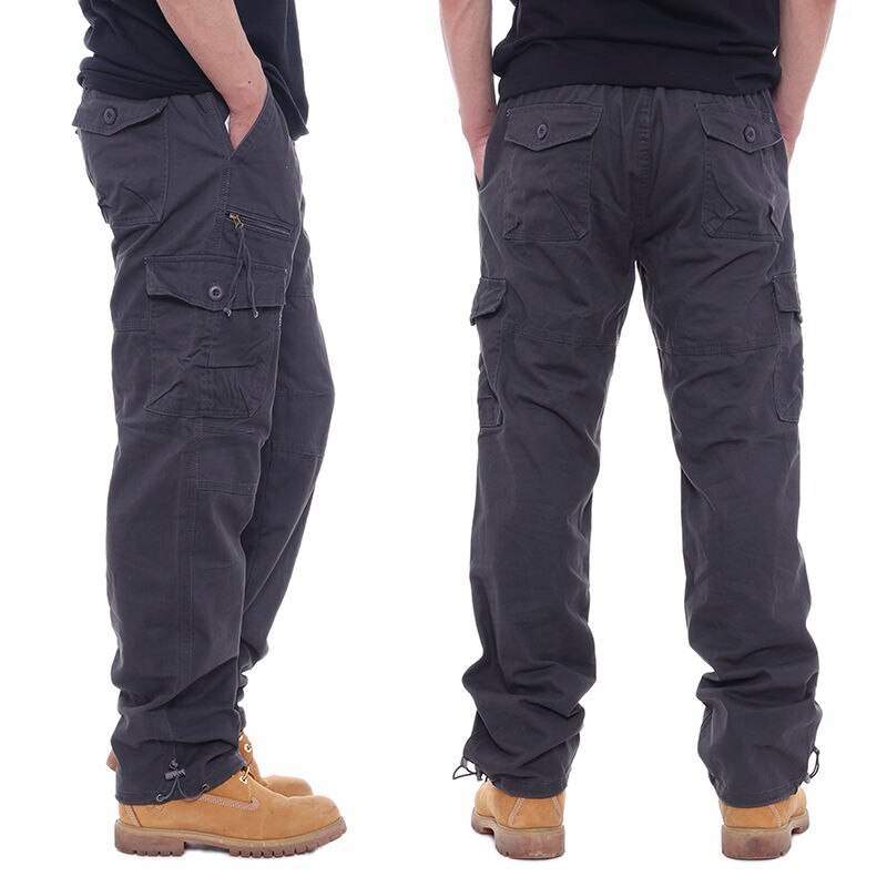 Cotton Cargo Pants Men Overalls Army Military Style Tactical Workout Straight Trousers Outwear Casual Multi Pocket Baggy Pants