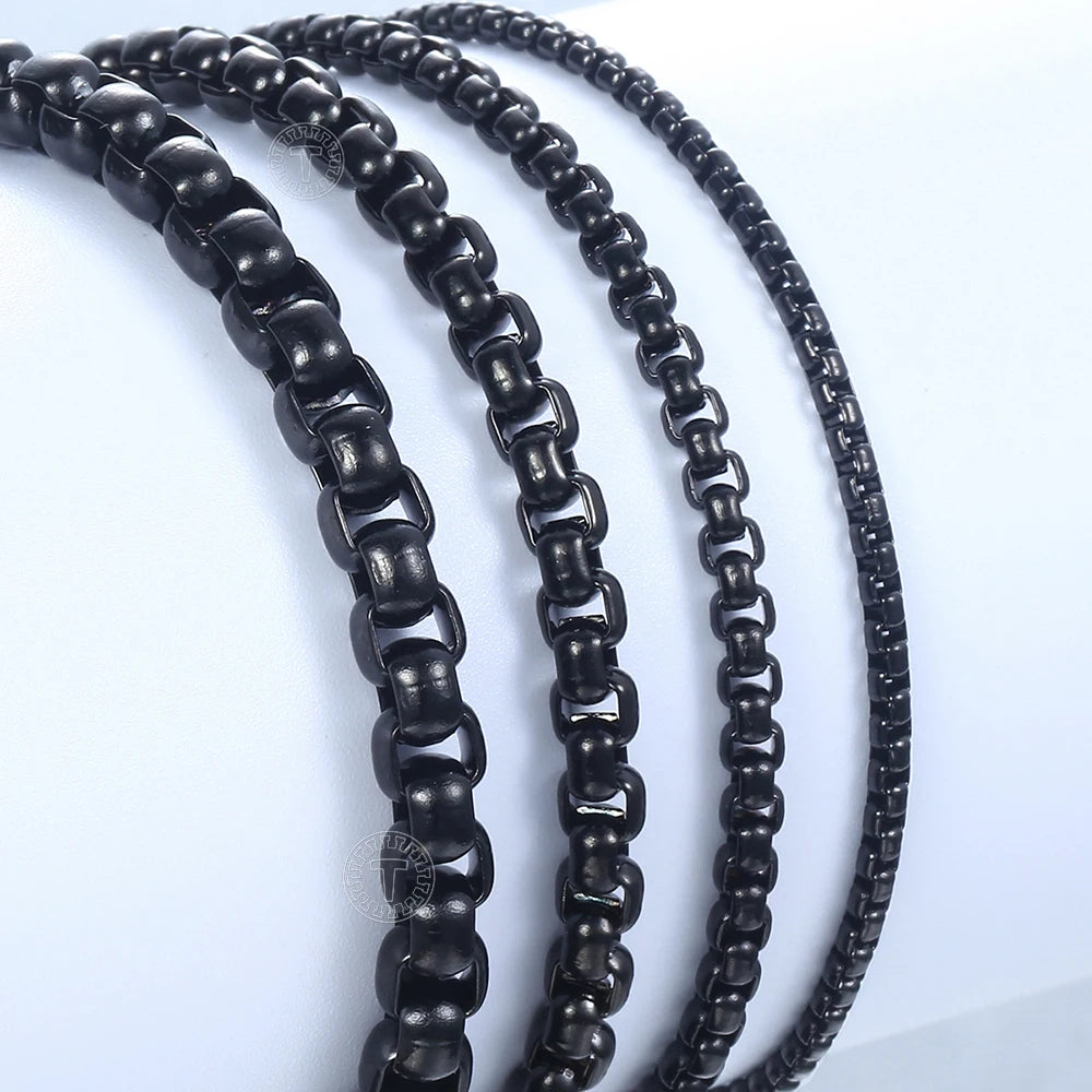 Men's Women's Black Stainless Steel Bracelet Box Chain Bracelets Jewelry Hip Hop
