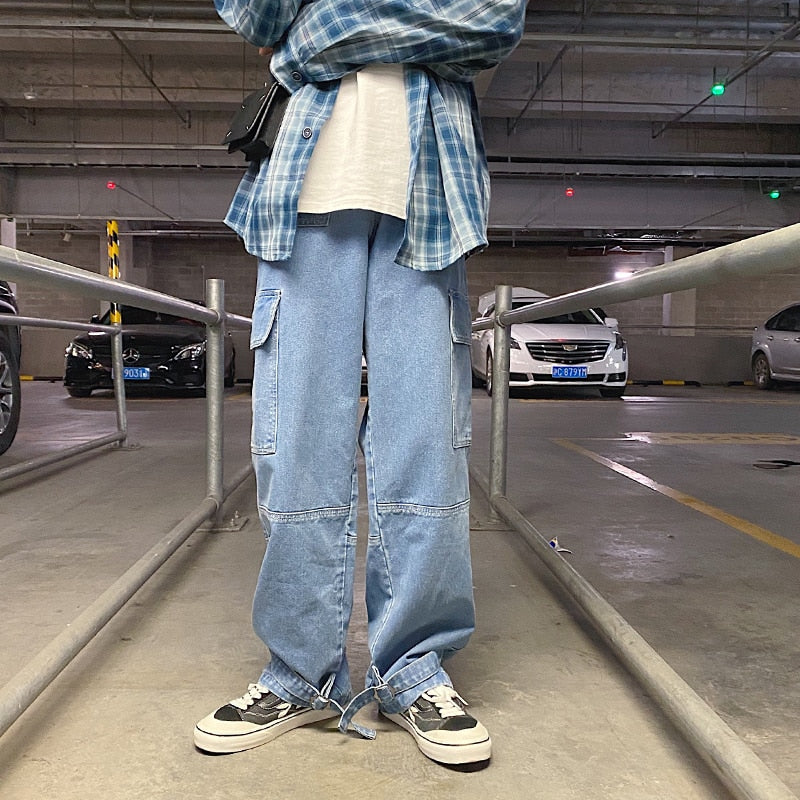 New Loose Straight Baggy Denim Pants men Wide Leg Jeans Mens Fashiong Hip Hop Streetwear men's jeans casual skateboard pant