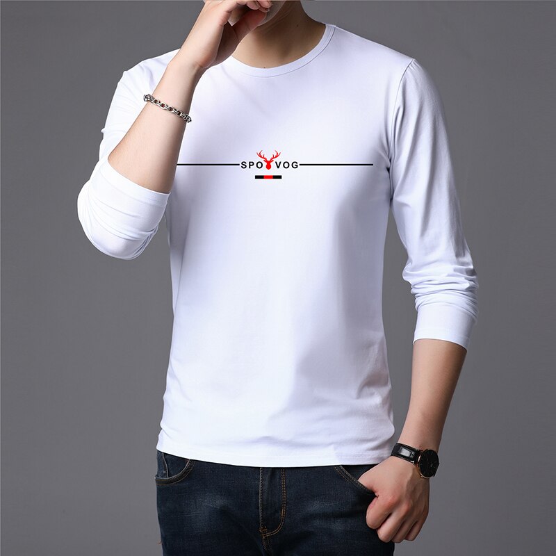 2023 New Fashion Brand Tshirt Mens High Quality Cotton Tops  Street Style Trends Long Sleeve T-Shirt Korean Men Clothing