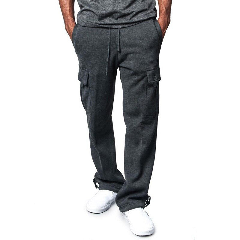 Men Cargo Jogger  Pants Autumn Hip Hop Street wear Loose Trousers Multi Pocket Solid Color Overalls GYM Sports Wear