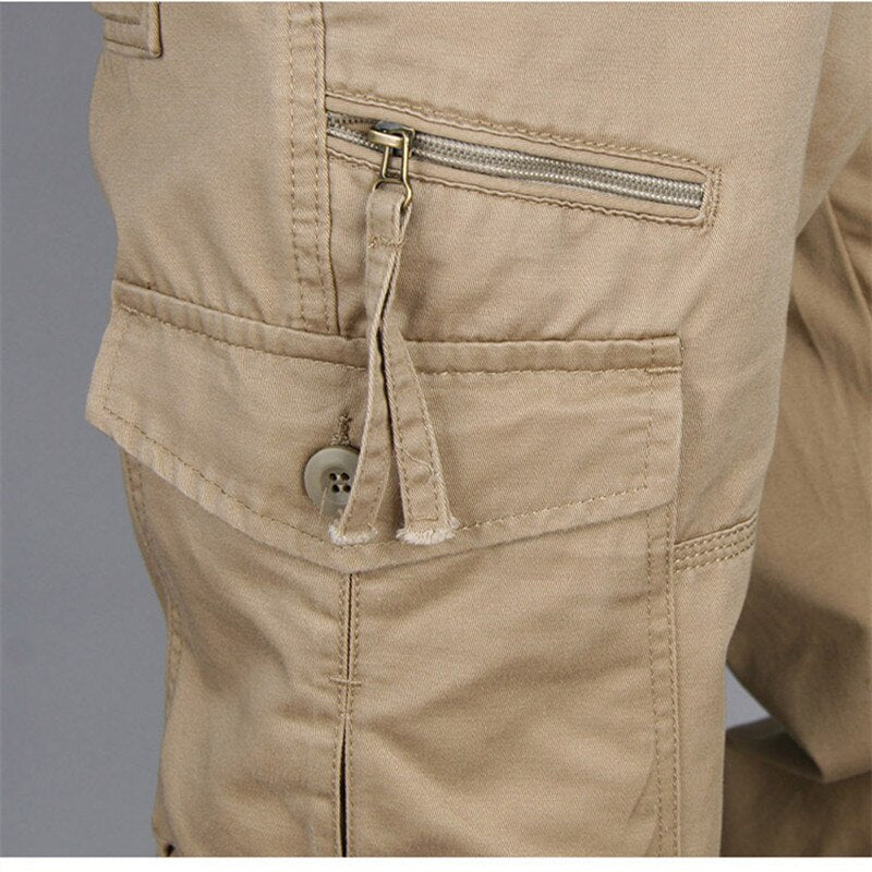 Cotton Cargo Pants Men Overalls Army Military Style Tactical Workout Straight Trousers Outwear Casual Multi Pocket Baggy Pants