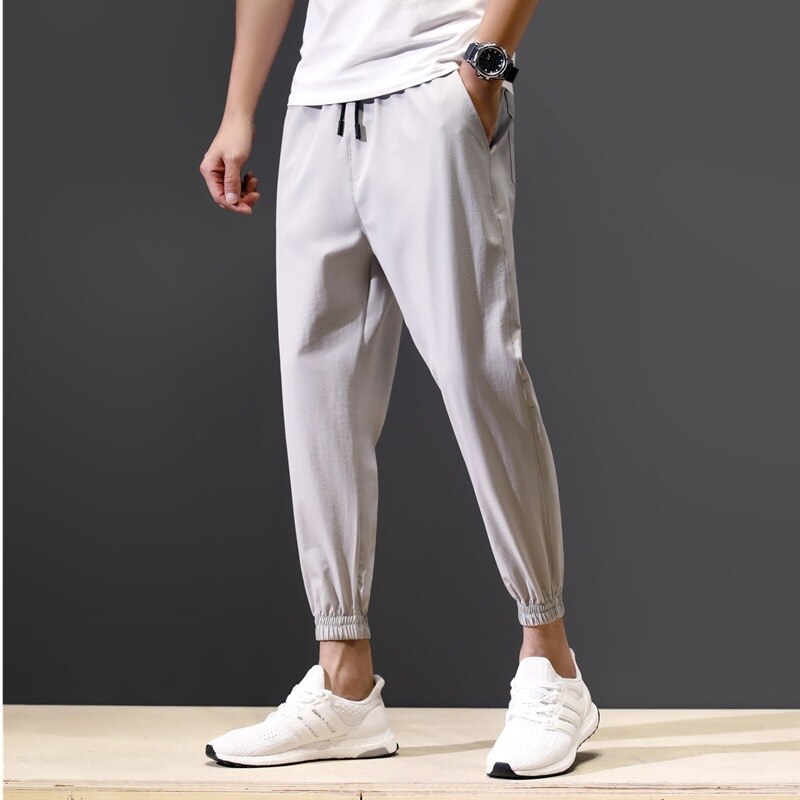 Pants Men Solid Ankle-length Simple All Match Mens Breathable Korean Style Fashion Plus Size Trousers Males Harajuku Hot Sale