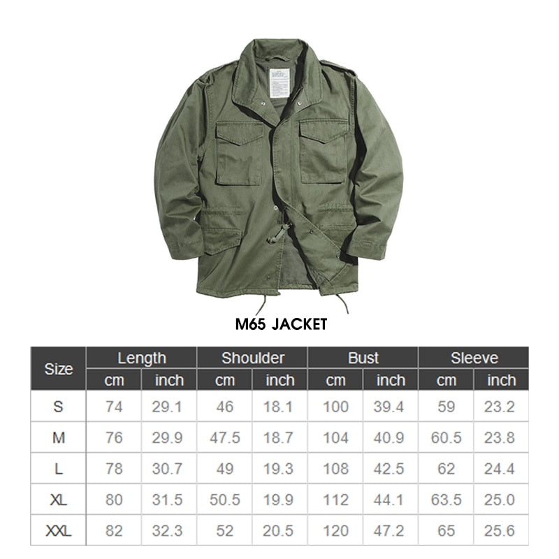 Maden M65 Jackets For Men Army Green Oversize Denim Jacket Military Vintage Casual Windbreaker Solid Coat Clothes Retro Loose