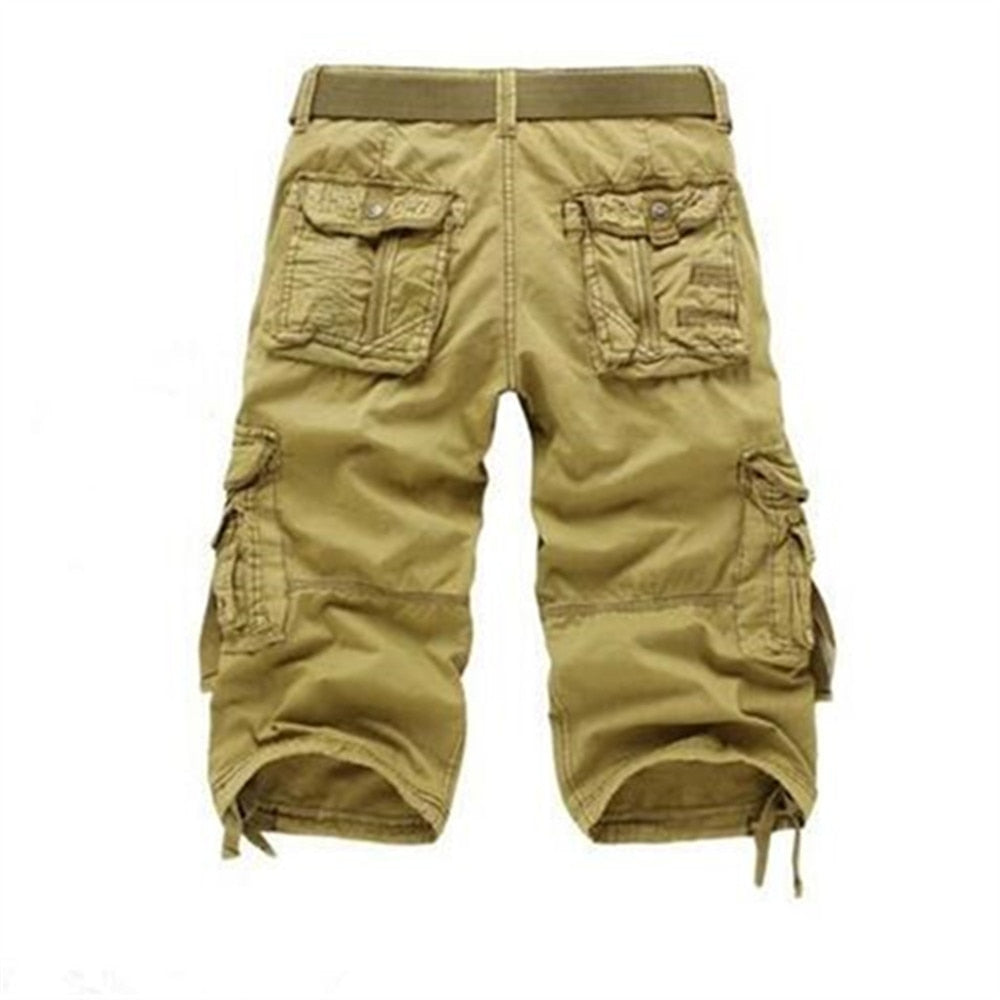 New Summer Casual Shorts Mens Straight Solid Sports Shorts Men Joggers Cargo Shorts Fashion Cotton Knee Length Sweatpants Man