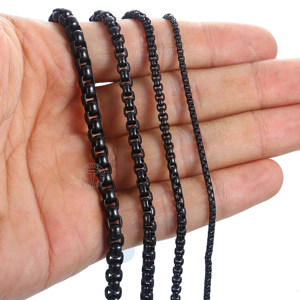 Men's Women's Black Stainless Steel Bracelet Box Chain Bracelets Jewelry Hip Hop