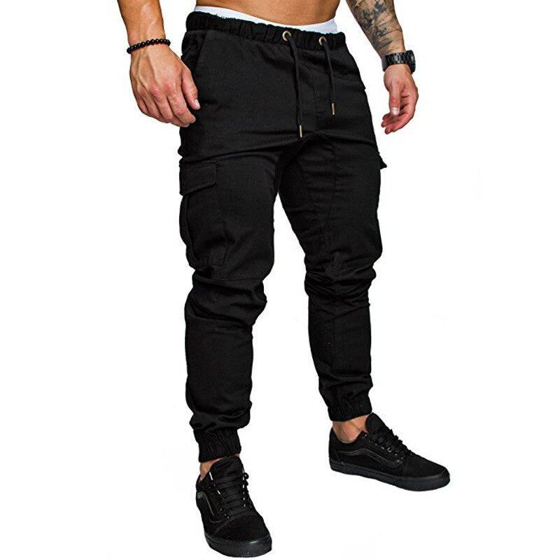 Men Cargo Jogger  Pants Autumn Hip Hop Street wear Loose Trousers Multi Pocket Solid Color Overalls GYM Sports Wear