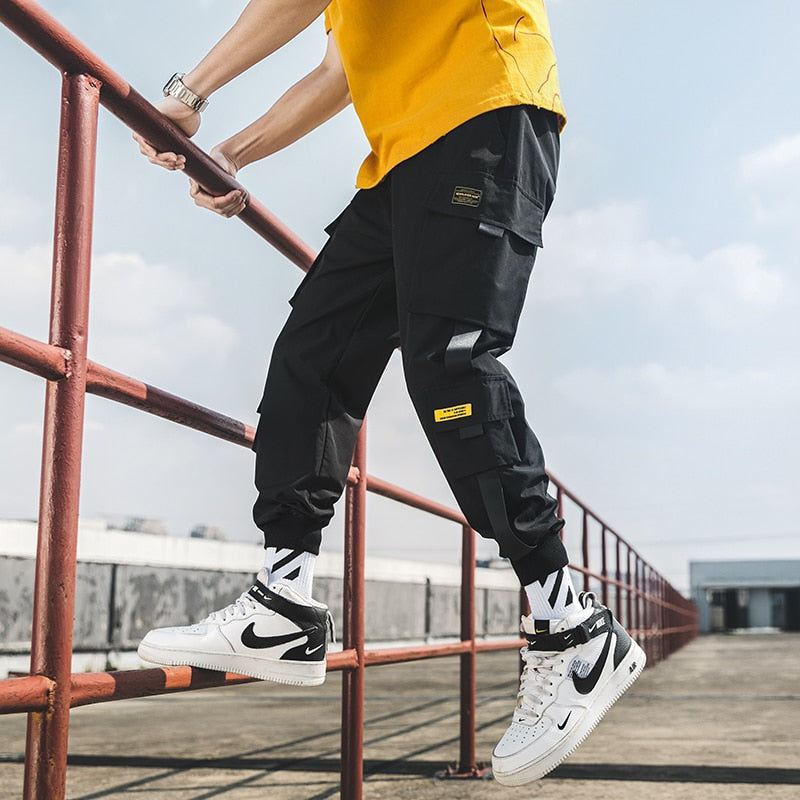 2023 New Hip Hop Joggers Cargo Pants Men Harem Pants Multi-Pocket Ribbons Man Sweatpants Streetwear Casual Mens Pants S-5XL