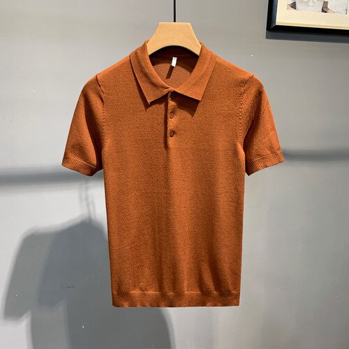 Summer New Polo Shirt Men Fashion Streetwear Knitted Polo Homme Breathable Casual Slim Fit Short Sleeve Polo Hombre Y25