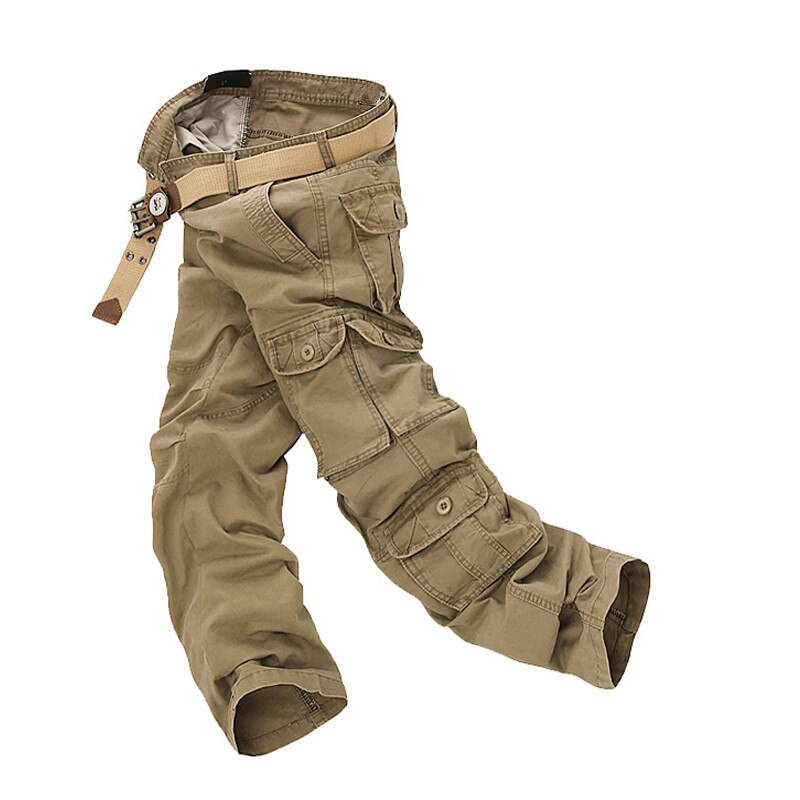 Spring Mens Cargo Pants ArmyGreen Big Pockets Decoration Casual Easy Wash Trousers Male Tactical Pants Size 28 44 46