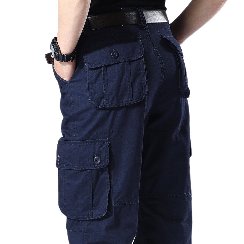 Men's Overalls Cargo Pants Casual Cotton Multi Pocket Baggy Military Army Work Pants Streetwear Straight Slacks Long Trousers