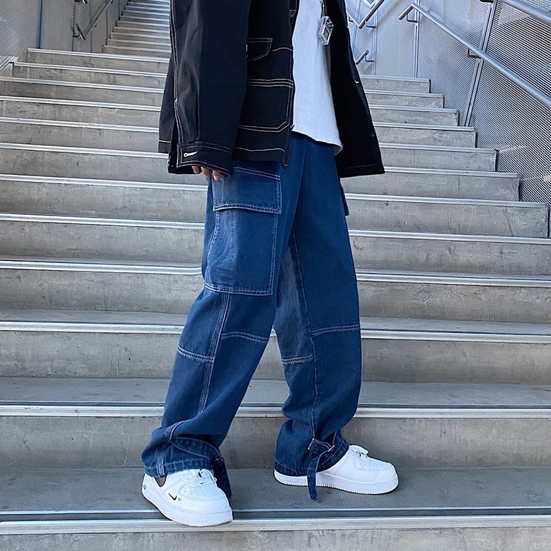 New Loose Straight Baggy Denim Pants men Wide Leg Jeans Mens Fashiong Hip Hop Streetwear men's jeans casual skateboard pant