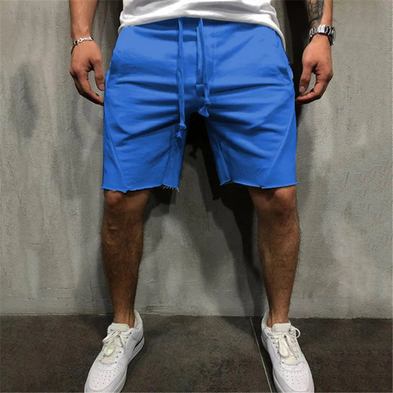 Men Shorts Wild Style Solid Color Ripped Short Pants Jogger Workout Shorts Men