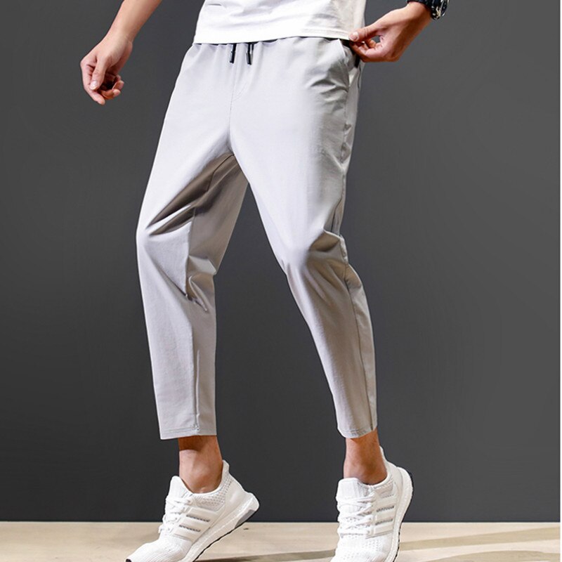 Pants Men Solid Ankle-length Simple All Match Mens Breathable Korean Style Fashion Plus Size Trousers Males Harajuku Hot Sale